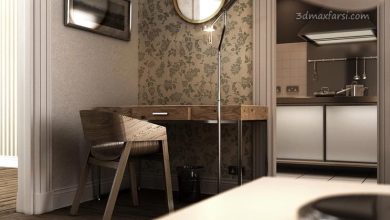 آموزش مدلسازی نورپردازی رندر داخلی 3ds max Vray Photoshop