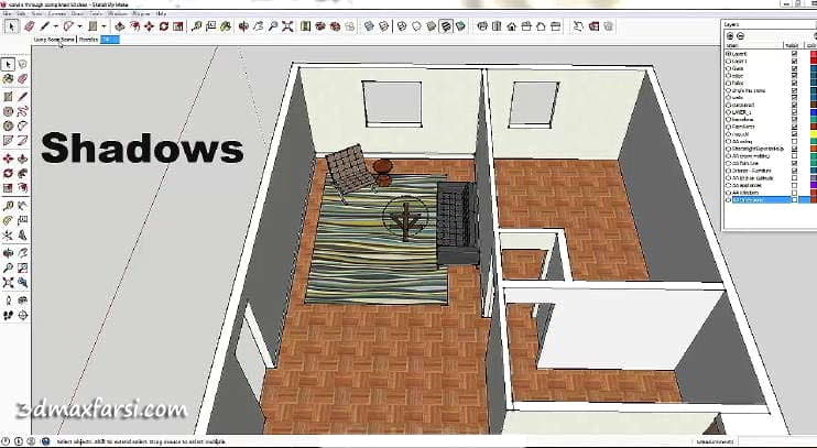 آموزش ساخت سایه Shadows رندر داخلی اسکچاپ