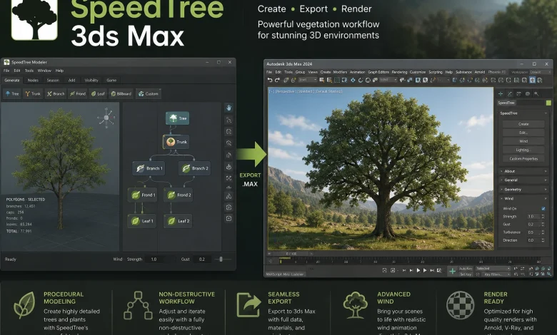دانلود پلاگین SpeedTree 3ds Max ساخت درخت + آموزش