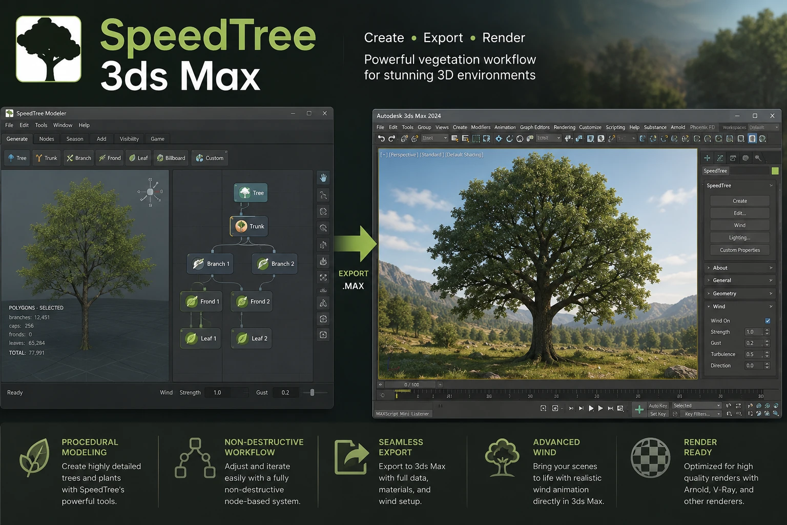 دانلود پلاگین SpeedTree 3ds Max ساخت درخت + آموزش