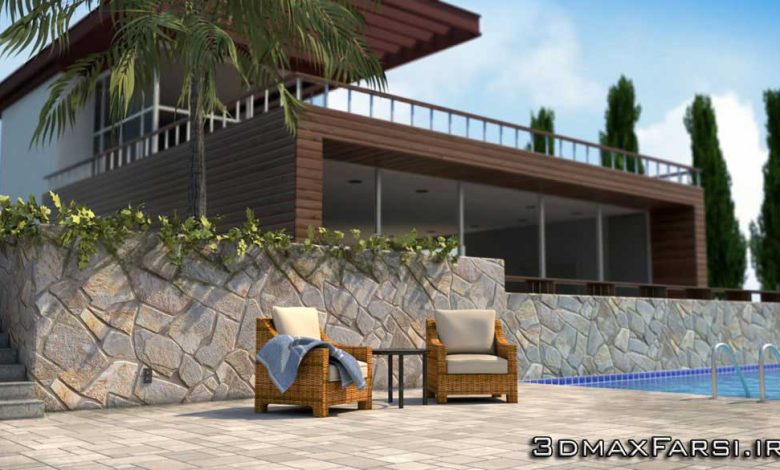 آموزش تکنیک نورپردازی رندر خارجی معماری Rendering mental ray 3ds Max