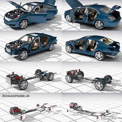دانلود رایگان آبجکت ماشین سه بعدی جزئیات بالا تری دی مکس DOSCH 3D Car Details