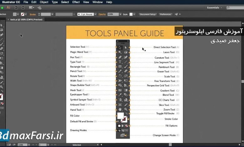 آموزش فارسی پنل ابزار ایلوستریتور سی سی Illustrators cc