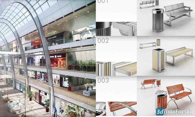 دانلود آبجکت فروشگاه پاساژ نمایشگاه تری دی مکس ویری Viz-People 3D Mall Equipment