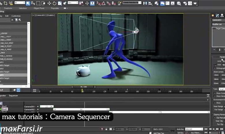 آموزش انیمیشن دوربین تری دی مکس Camera sequencer 3ds max 2018