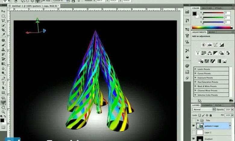 آموزش سه بعدی کردن اشکال دو بعدی فتوشاپ Adobe photoshop repousse