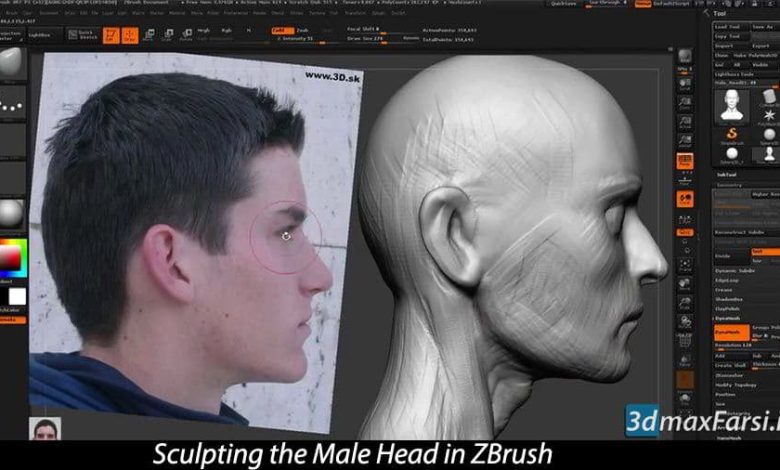 آموزش حجاری سر و صورت انسان نرم افزار زیبراش Sculpting ZBrush