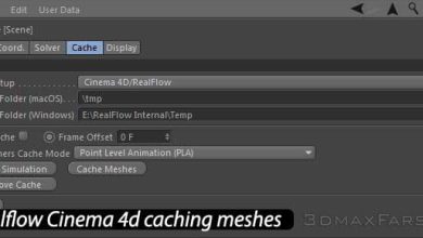 آموزش ذخیره سازی اطلاعات ریل فلو RealFlow Cinema 4D Caching Meshes