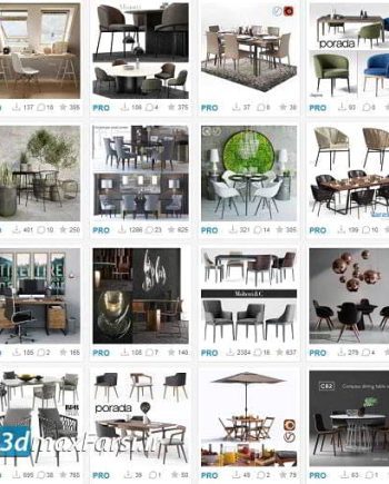 دانلود مدل سه بعدی میز، صندلی کلاسیک تری دی مکس ویری 3DSky Pro Table and Chair