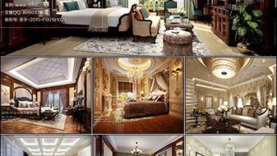 دانلود صحنه آماده اتاق خواب اروپایی European Bedroom Style 3D66 Interior