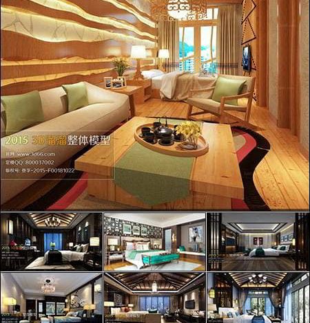 دانلود صحنه سه بعدی اتاق خواب 3D66 Southeast Asia Bedroom Style 3D66