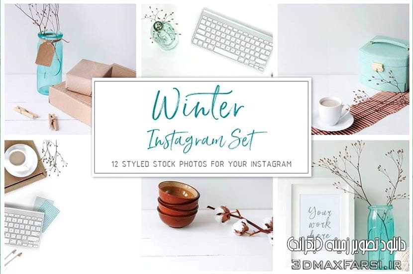 دانلود تصویر بگراند تصویر زمینه اینستاگرام با استایل زمستانی creativemarket Winter Instagram Set