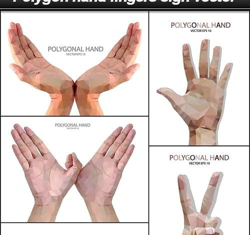 مجموعه طرح وکتور علامت دست و اشاره با انگشت به سبک Low Poly