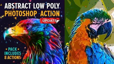دانلود اکشن فتوشاپ چند ضلعی پراکنده انتزاعی graphicriver Abstract Low Poly Photoshop Action Pack