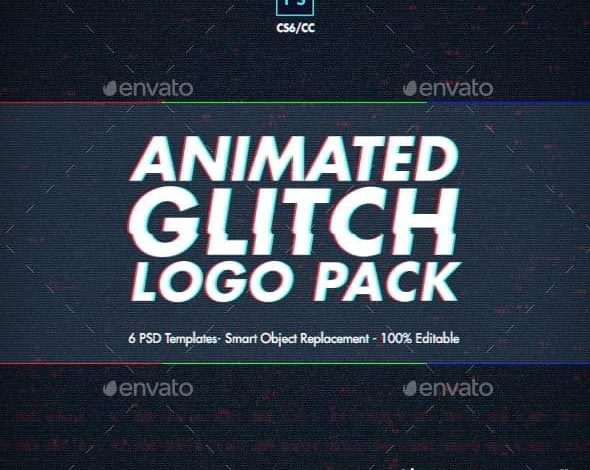 دانلود تمپلیت آماده انیمیت کردن لوگو آیکن Animated Glitch Logo Pack