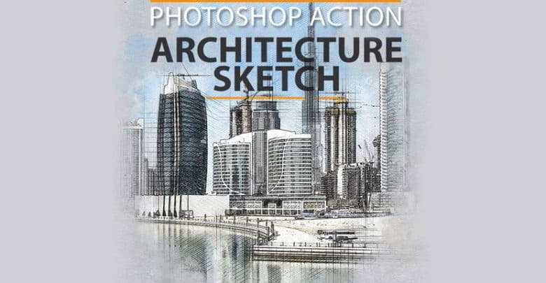 دانلود اکشن فتوشاپ اسکیس معماری رندر راندو architecture sketch photoshop action