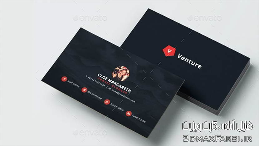  envato Venture Corporate Business Card Template دانلود نمونه کارت ویزیت آماده لایه باز معماری شخصی مذهبی