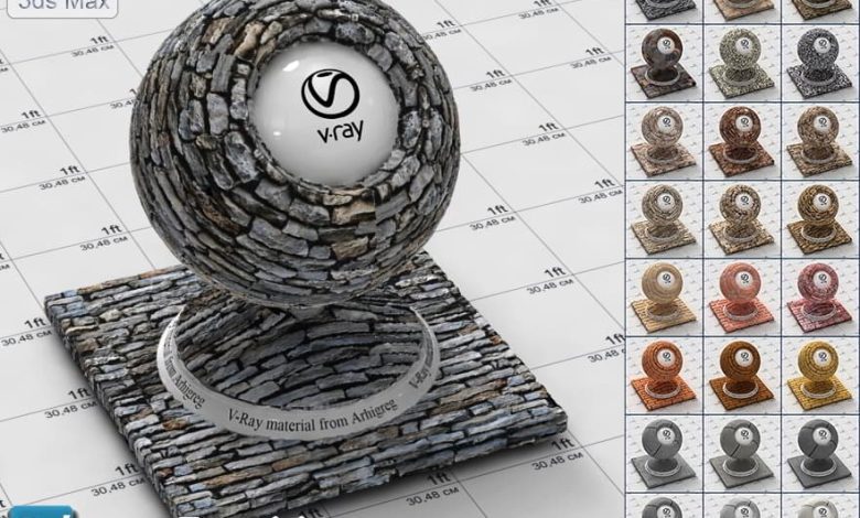 آموزش ساخت متریال سنگ نما تری دی مکس ویری فتوشاپ