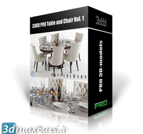 آبجکت سه بعدی میز و صندلی کلاسیک مدرن 3DDD PRO Table and Chair Vol. 1