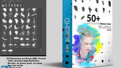 دانلود 50 براش واتر کالور فتوشاپ با کیفیت بالا Hi-Res Watercolor Photoshop Brushes