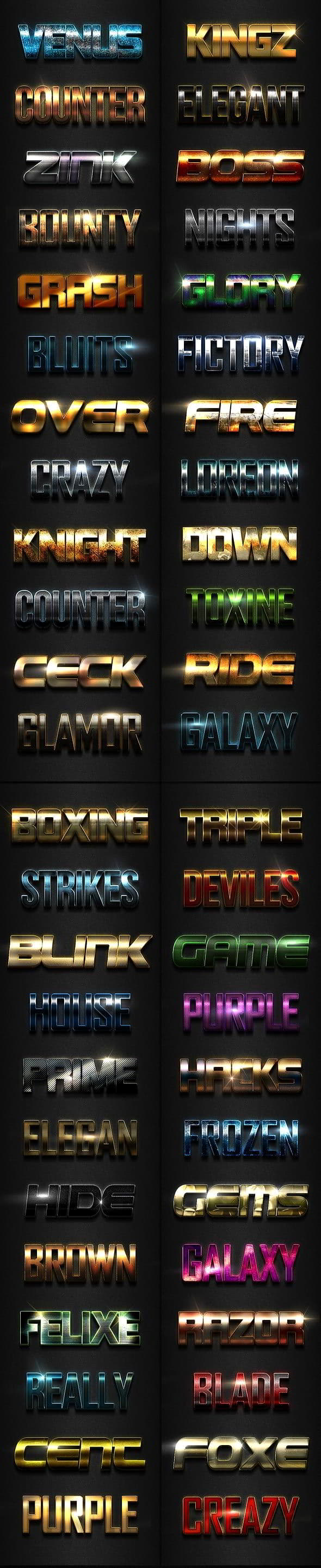 دانلود Graphicriver : 3D Photoshop Text Effects Big Bundle