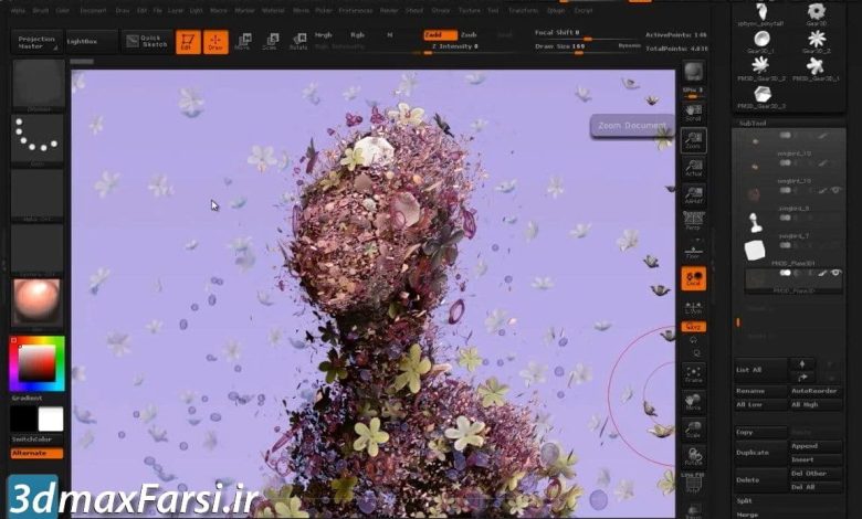 آموزش زیبراش بالا بردن جزئیات مدل سه بعدی ZBrush Nanomesh