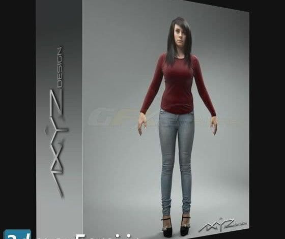 دانلود پرسوناژ انسان ریگ شده AXYZ Design High Quality Rigged 3D Woman