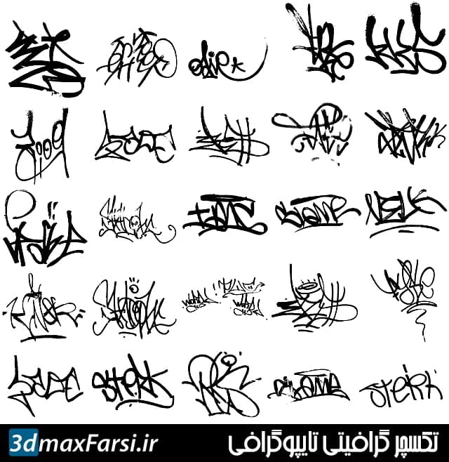 دانلود 25 تکسچر گرافیتی تایپوگرافی Tuts + Premium 25 Graffiti Tags