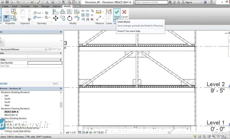 آموزش قاپ مهاربندی رویت استراکچر Revit Structure brace-frame gussets