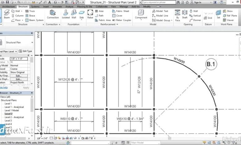 آموزش جامع صفر تا صد رویت استراکچر Revit Structurebeam systems