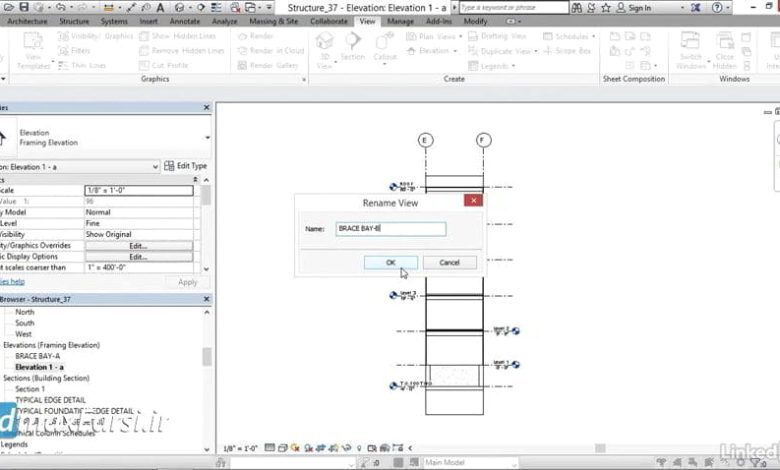 دانلود فیلم آموزش رویت استراکچر Revit Structure brace frame elevation