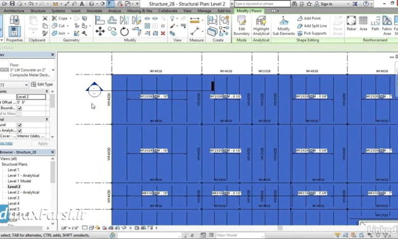 آموزش رویت استراکچر Revit Structureconcrete floor steel decking