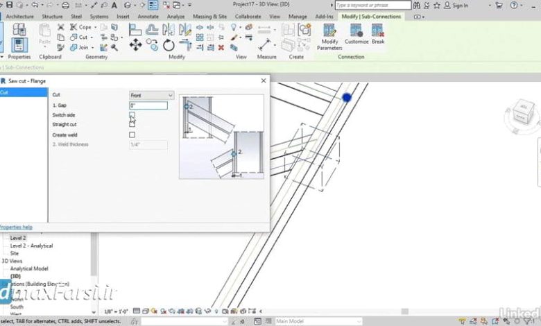 آموزش رویت استراکچر اضافه کردن میتر Revit Structure miter