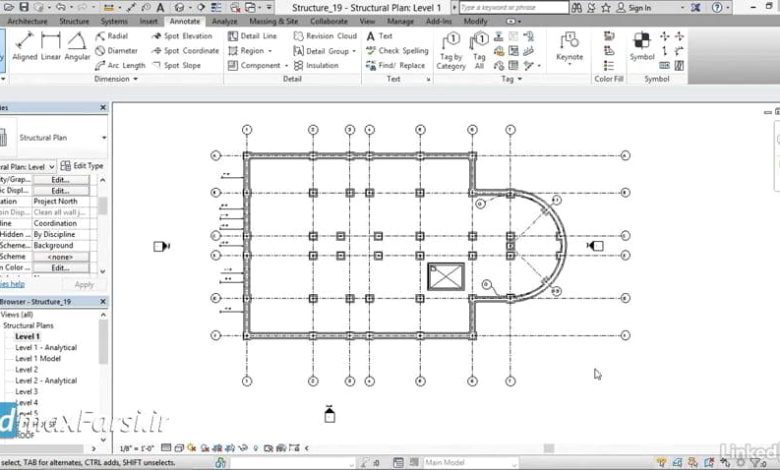 آموزش رویت استراکچر : افزودن یک خانواده footing پلکانی به زبان فارسی