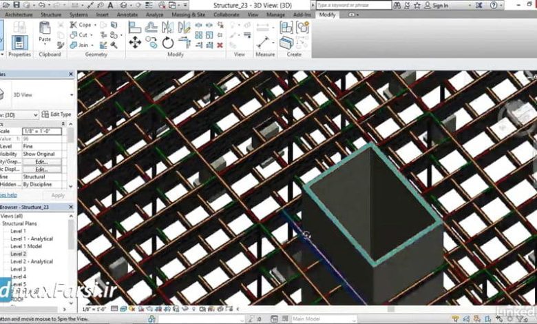 صفر تا صد آموزش رویت استراکچر Revit Structure Copy paste aligned
