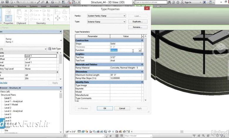 رمپ رویت آموزش طراحی مدلسازی Revit Structure ramps