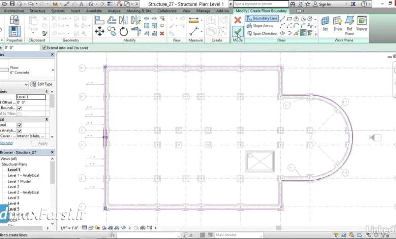 صفر تا صد آموزش رویت استراکچر Revit Structure Creating a slab on grade