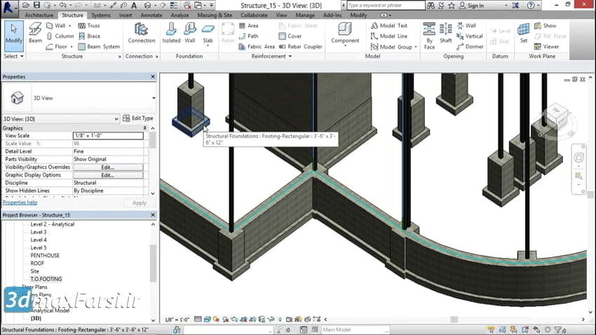 طراحی دال بتنی رویت استراکچر Revit Structure Foundation slabs