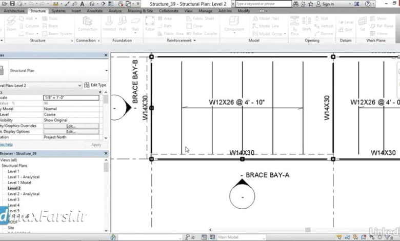 فیلم آموزش ویرایش plan view symbology رویت استراکچر Revit Structure