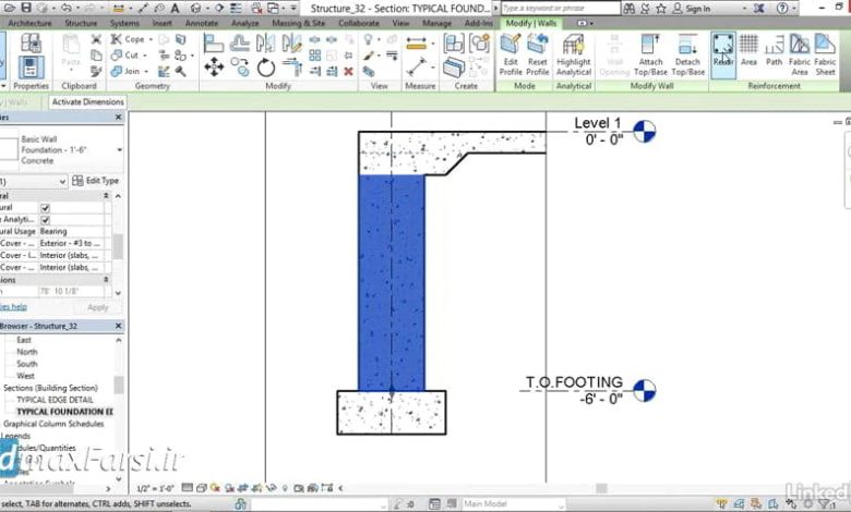 آموزش رویت استراکچر عمران نوین Revit Structure Parallel to face