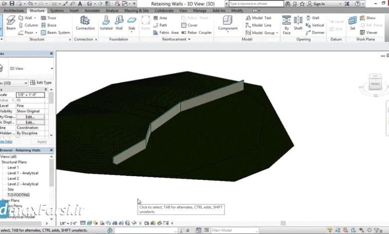 آموزش رویت استراکچر : طراحی دیوار و footings محافظ به زبان فارسی
