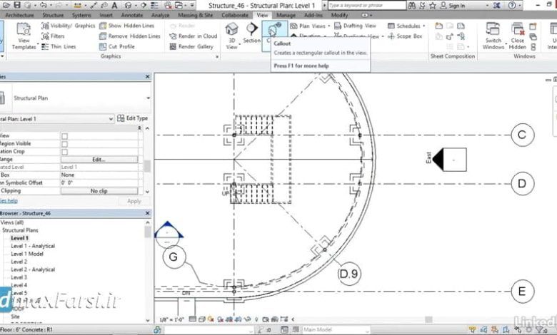 آموزش ایجاد مقطع رویت استراکچر Revit Structure Sections callouts