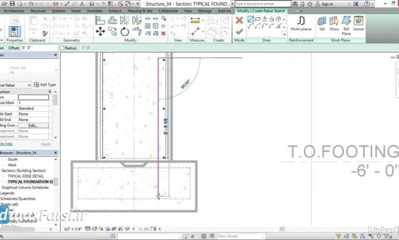 آموزش رویت استراکچر عمران نوین Revit Structure Sketching rebar