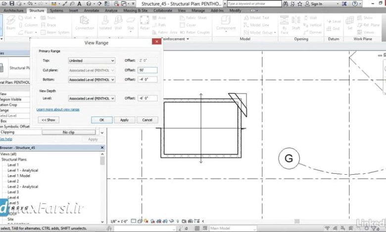 آموزش رویت استراکچر طراحی اسلب شیب دار Revit Structure Sloping slabs