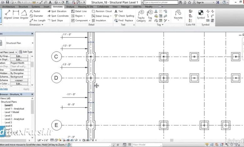 آموزش رویت استراکچر تگ کردن فوتینگ پلکانی Revit Structure Tagging step footing