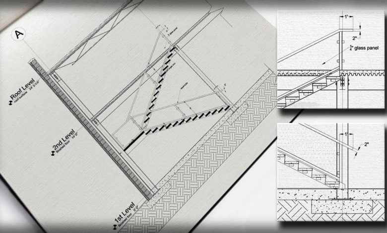 آموزش ترسیم دیتیل پله اتوکد (نقشه کشی دو بعدی) Drawing a Stair Detail in AutoCAD