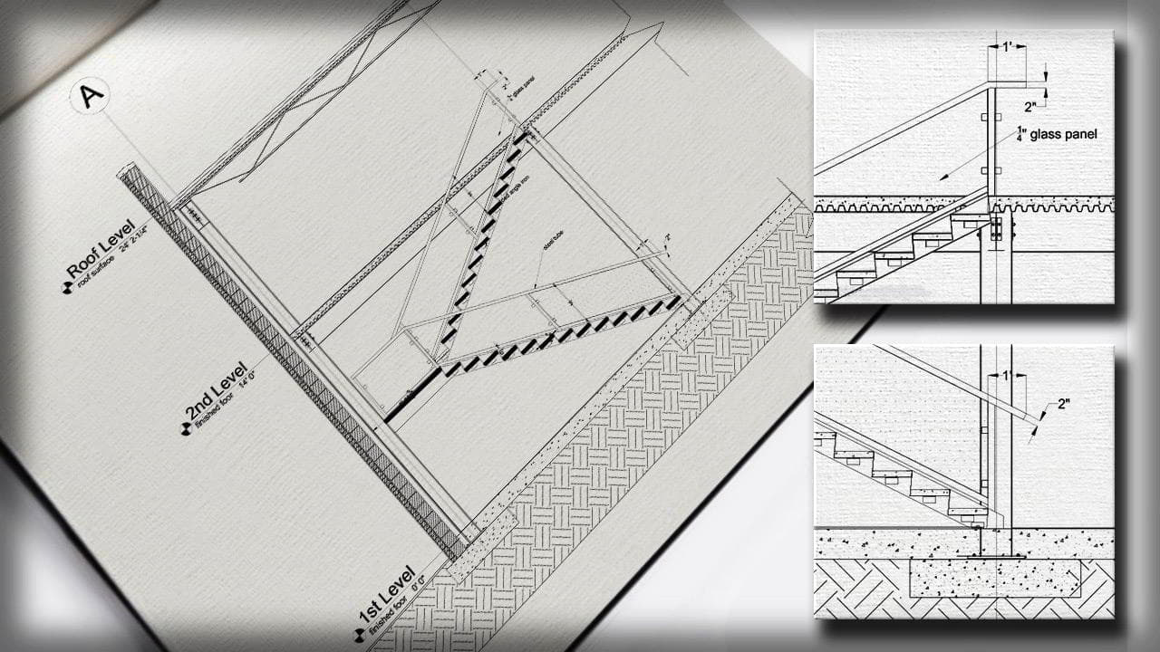 آموزش ترسیم دیتیل پله اتوکد (نقشه کشی دو بعدی) Drawing a Stair Detail in AutoCAD