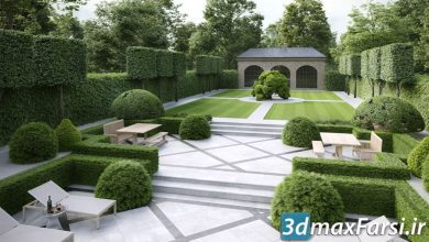 دانلود آرچ مدل Evermotion – Archmodels vol.192 : درخت شمشاد و پرچین دور باغ و ویلا