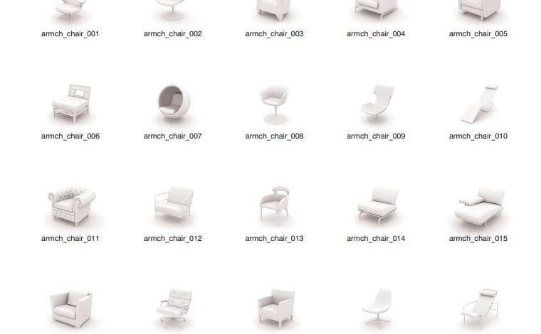دانلود آرچ مدل: آبجکت سه بعدی کاناپه صندلی راحتی شیک مدرن Evermotion – Archmodels vol.1 : 3d armchairs, sofas