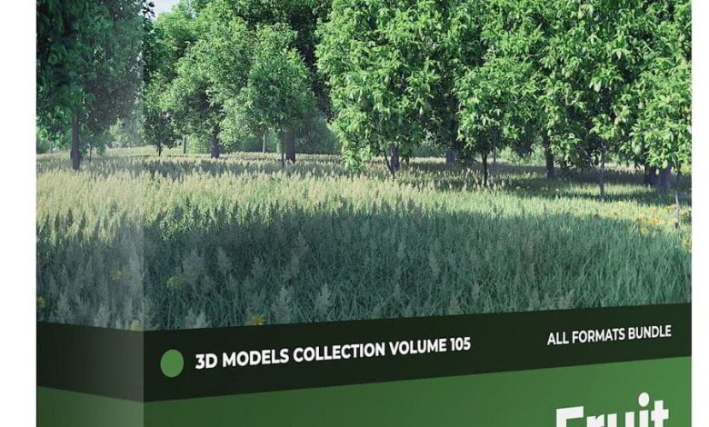 مدل سه بعدی درخت میوه CGAxis – Fruit Trees 3D Models Collection – Volume 105